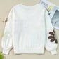 Flower V-Neck Dropped Shoulder Sweater