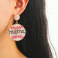 White Crystal mama Beaded Baseball Shape Earrings