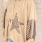 Floral Patchwork Star Pattern Drawstring Hoodie