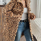 Leopard Button Up Long Sleeve Fuzzy Coat