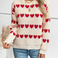 Heart Round Neck Dropped Shoulder Sweater