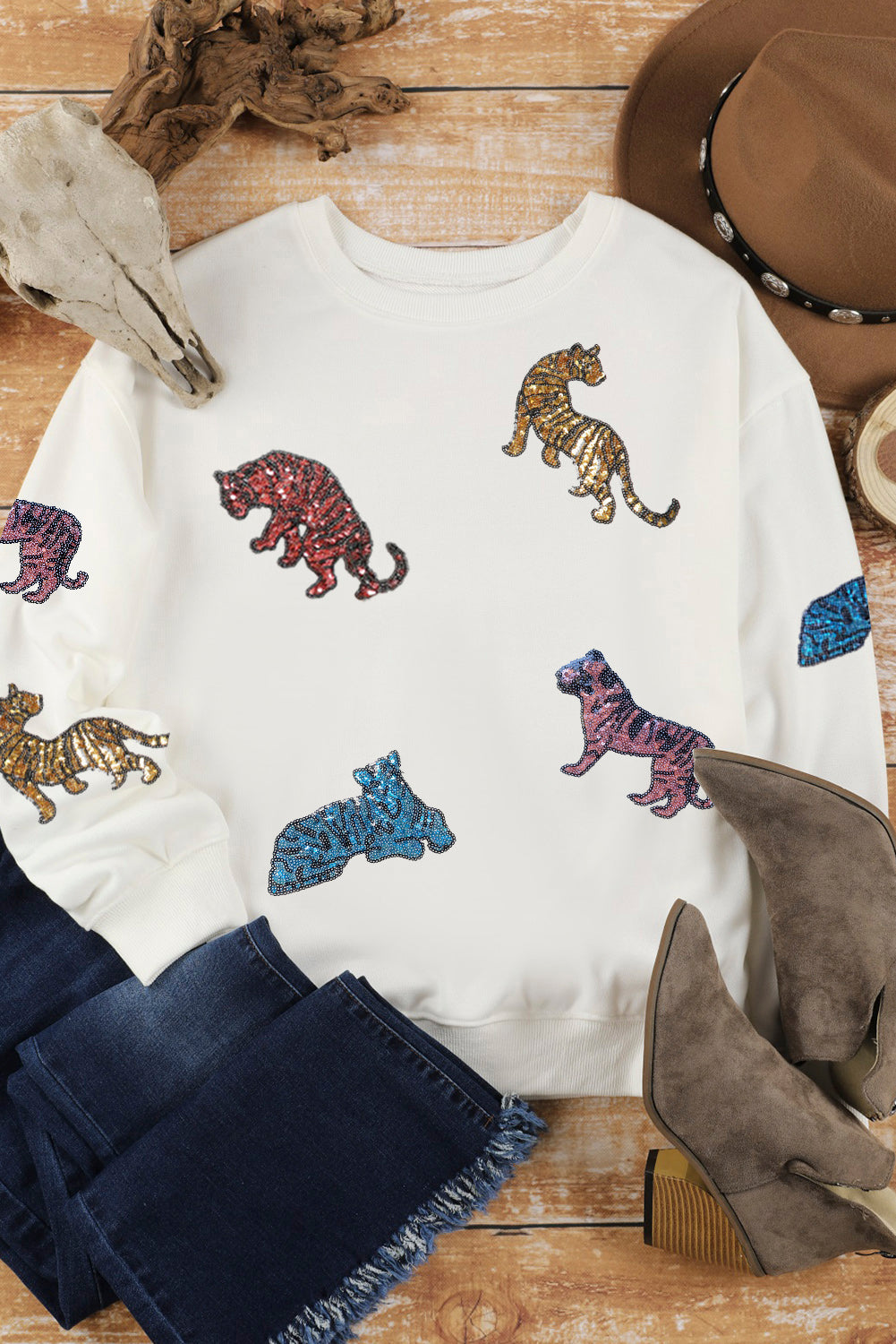 Tiger Queen Sequin Sweatshirt