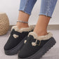 Thermal Fuzzy Buckle Platform Slippers