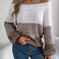 Color Block Off-Shoulder Long Sleeve Sweater