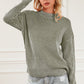 Striped Mock Neck Dropped Shoulder Sweater