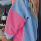 Color Block Round Neck Long Sleeve Sweatshirt