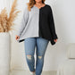 Honey Plus Size Contrast Notched Neck T-Shirt