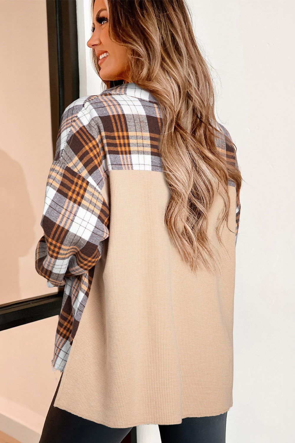 Plaid Button Up Long Sleeve Shacket