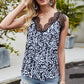 Shiny Leopard Spliced Lace Scalloped Tank