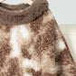 Furry Contrast Three-Quarter Poncho