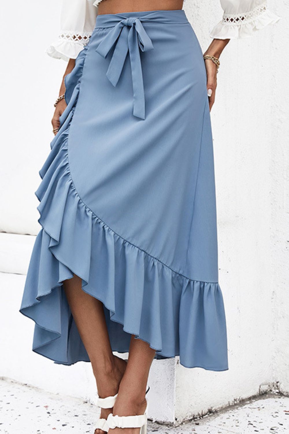 Honey Ruffle Trim Tied Skirt