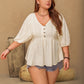 Plus Size Peplum V-Neck Half Sleeve Blouse