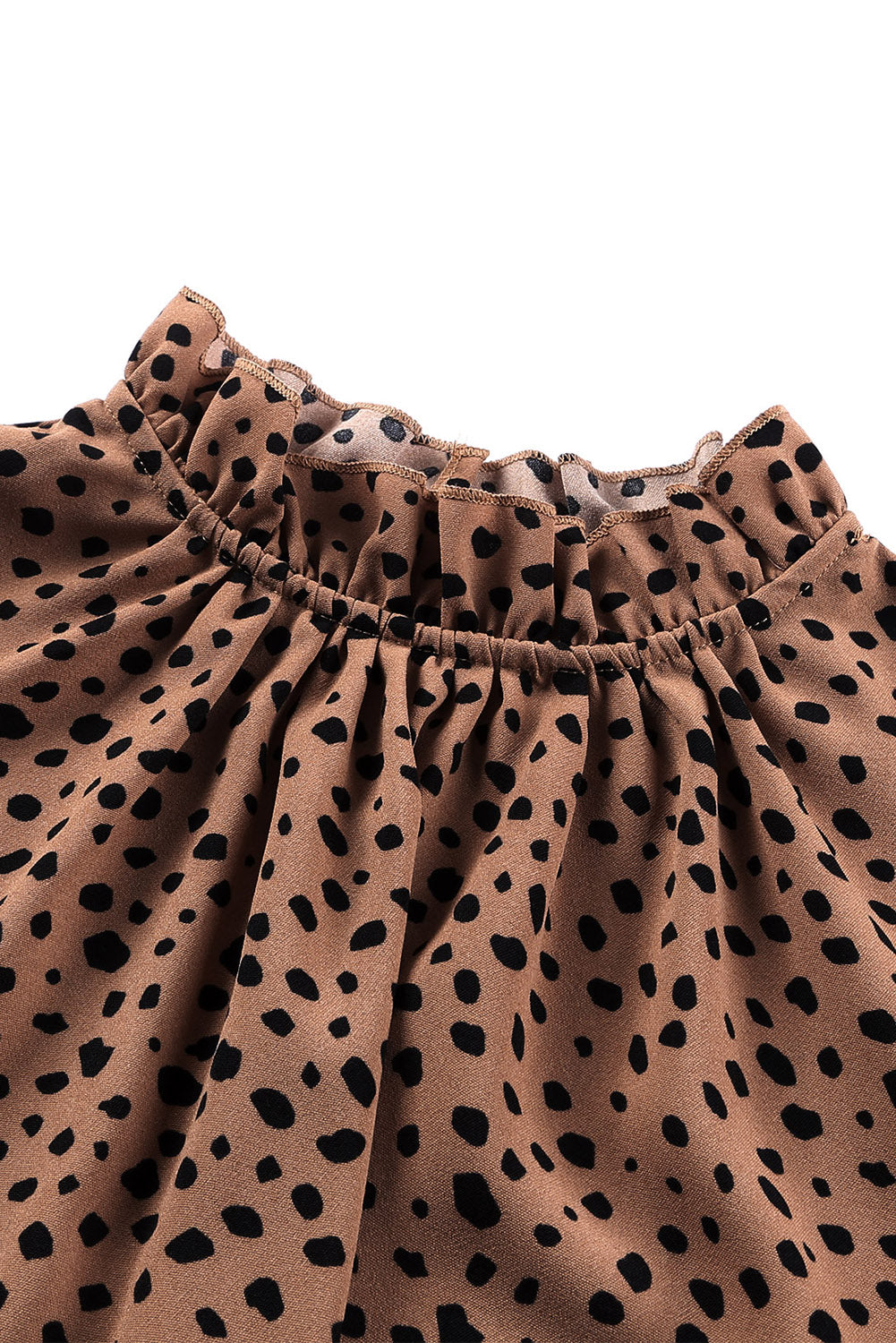 Animal Print Ruffle Collar Flounce Sleeve Blouse