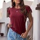 Ruffled Round Neck Cap Sleeve Blouse