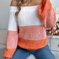 Color Block Off-Shoulder Long Sleeve Sweater