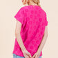 BOMBOM Textured Floral Pattern Short Sleeve T-Shirt