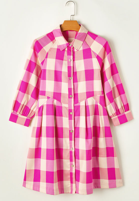 Pink Plaid Shirt Dress—All Heart—Valentine's Day Collection