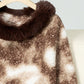 Furry Contrast Three-Quarter Poncho