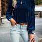 Tie Up Mock Neck Velvet Fabric Long Sleeve Blouse