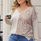 Plus Size Multicolor V-Neck Dropped Shoulder Sweater