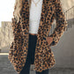 Leopard Collared Neck Coat with Pockets