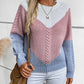 Color Block Round Neck Long Sleeve Sweater