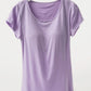 Round Neck Short Sleeve T-Shirt with Bra