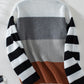 Color Block Round Neck Long Sleeve Sweater