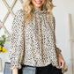 Animal Print Ruffle Collar Flounce Sleeve Blouse