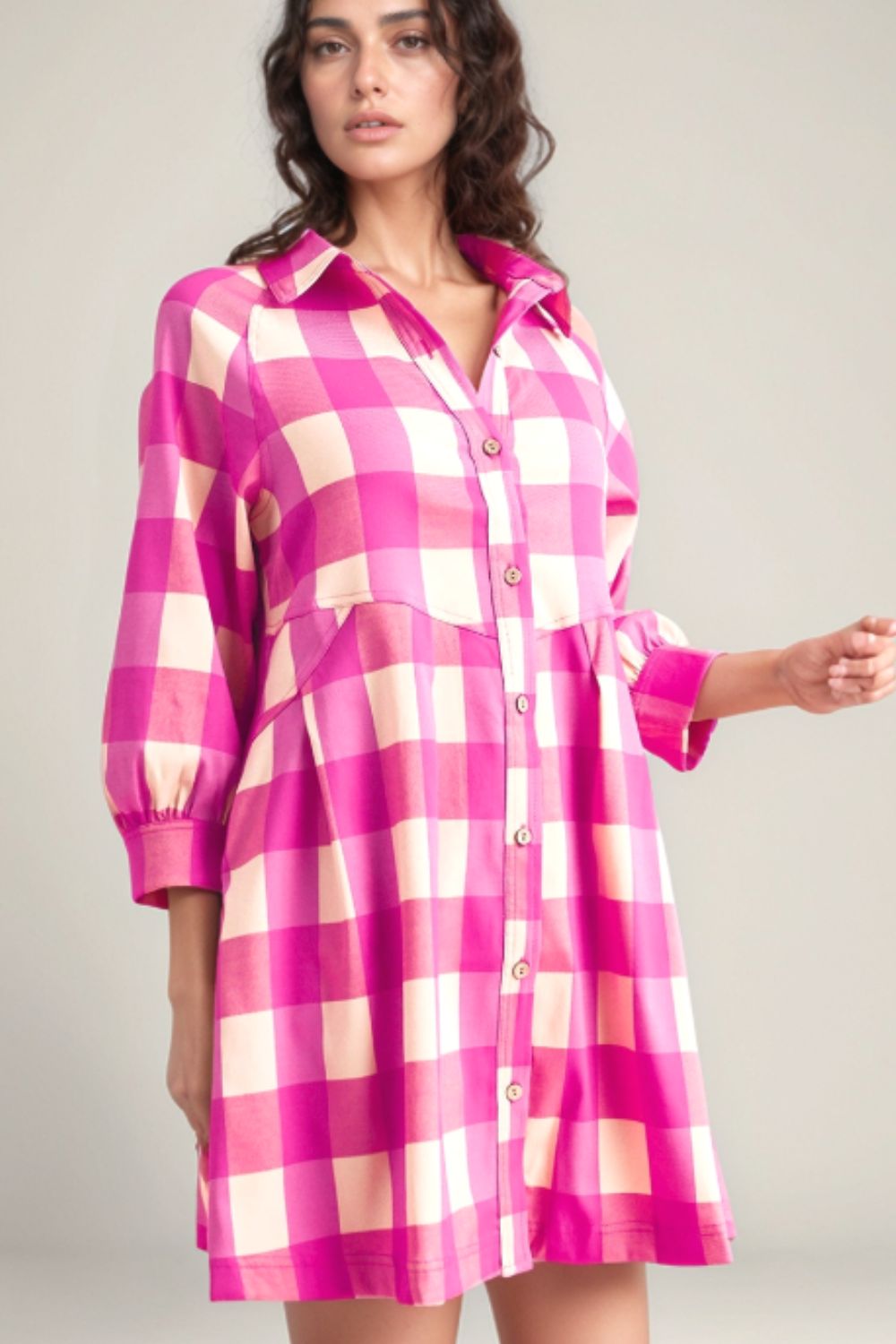 Pink Plaid Shirt Dress—All Heart—Valentine's Day Collection