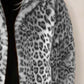 Full Size Leopard Furry Collared Neck Long Sleeve Coat