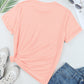 Pink Mama Checkered Print O Neck Casual T Shirt