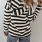 Drawstring Striped Long Sleeve Hooded Sweater