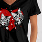 FAM-FAM Cat V-Neck Short Sleeve T-Shirt