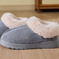 Faux Fur Round Toe Platform Slippers