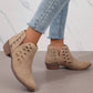 Parchment Cut Out Suede Pointed Toe Heeled Ankle Boots