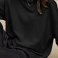 Side Slit Round Neck Long Sleeve Sweatshirt