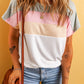 Color Block Round Neck Short Sleeve T-Shirt