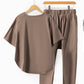 Simply Taupe High Low Boxy Fit Tee and Crop Pants Set