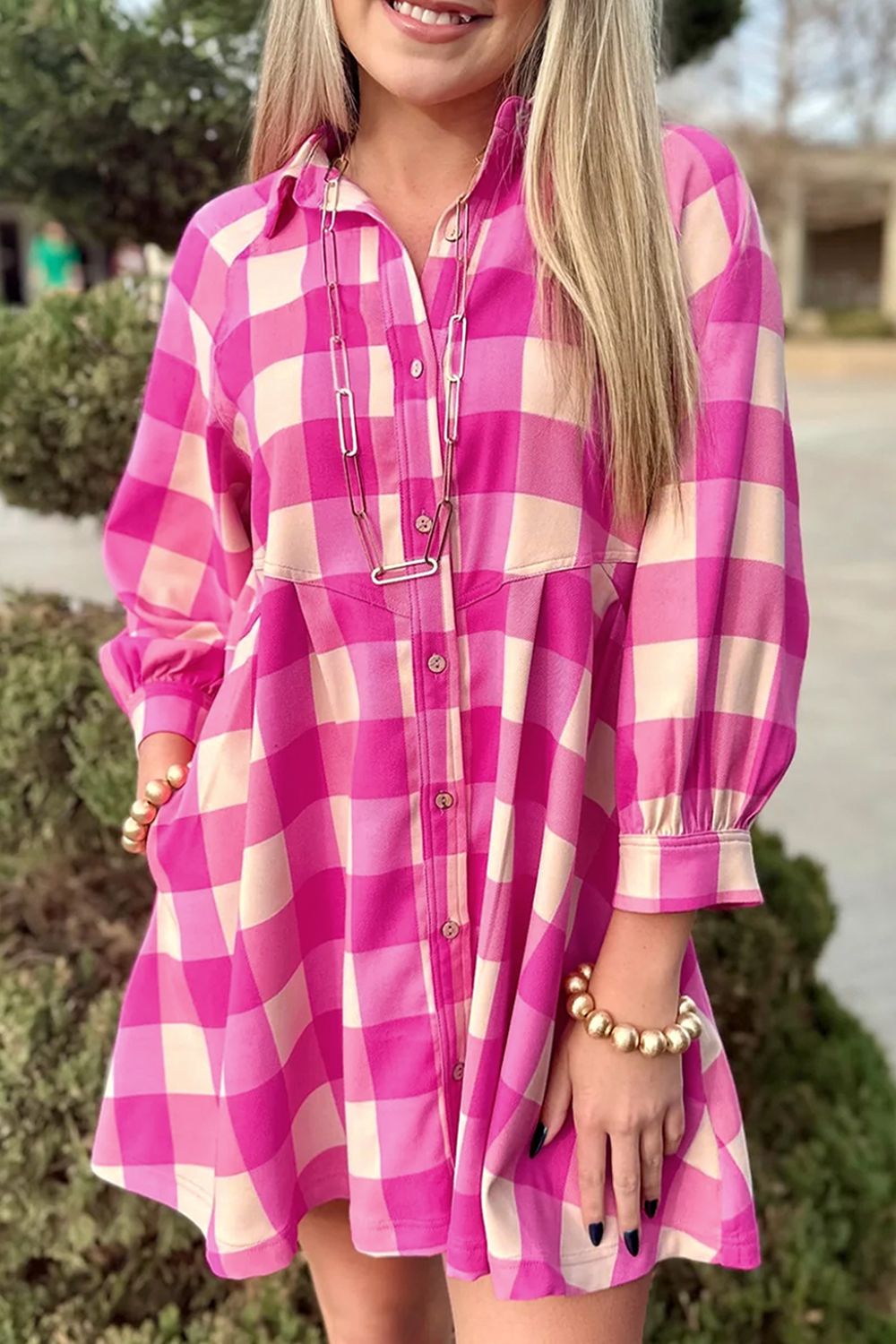 Pink Plaid Shirt Dress—All Heart—Valentine's Day Collection