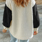 Color Block Collared Neck Sherpa Jacket