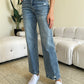 Judy Blue Full Size Mid Rise Distressed Straight Jeans