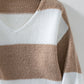 Color Block V-Neck Long Sleeve Sweater