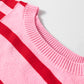 Pink + Red Striped Oversized Dropped Shoulder Sweater