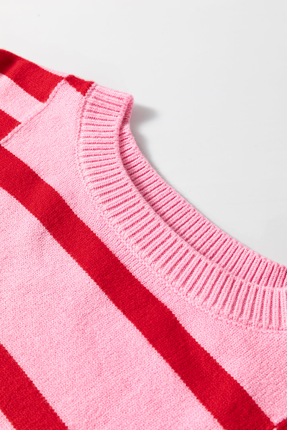 Pink + Red Striped Oversized Dropped Shoulder Sweater