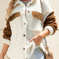 Color Block Collared Neck Sherpa Jacket