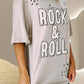 ROCK & ROLL Round Neck Dropped Shoulder T-Shirt