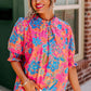 Short Puff Sleeve Floral Blouse