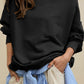 Side Slit Round Neck Long Sleeve Sweatshirt