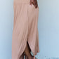 Doublju Comfort Princess Full Size High Waist Scoop Hem Maxi Skirt in Tan